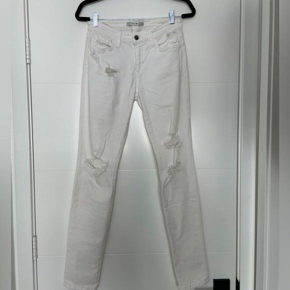 Joe’s Jeans white denim pant low rise ripped hole straight leg classic trendy 28 - Picture 8 of 13
